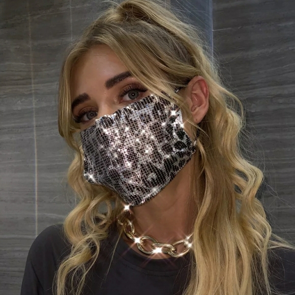Accessories - Rhinestone Leopold print face mask/face covering
